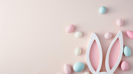 Pastel Easter Eggs and Bunny Ears, Springtime Festivity and Celebration