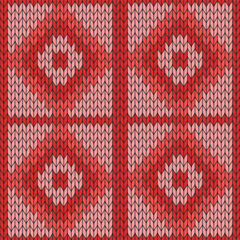 Red knitted pattern. knitted vector pattern. Seamless gradient pattern for clothing, wrapping paper, backdrop, background, gift card.