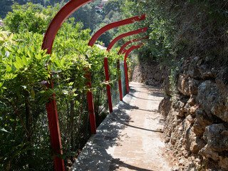 Mount Portofino Park pedestrian footpath access on sea coast italy