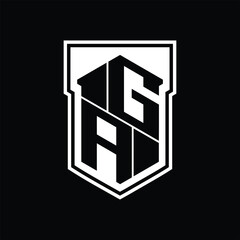 GA Logo monogram hexagon geometric up and down inside shield isolated style design template