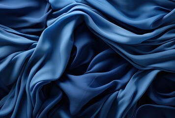 Blue silk fabric background. Created with Ai