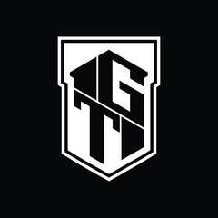 GT Logo monogram hexagon geometric up and down inside shield isolated style design template