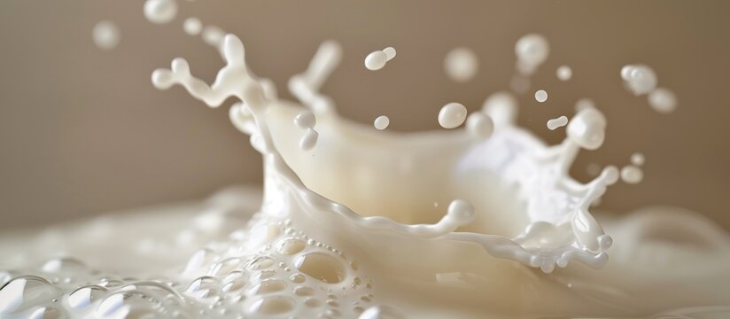Splashing of white milk liquid drink isolated on white background. Generated AI image