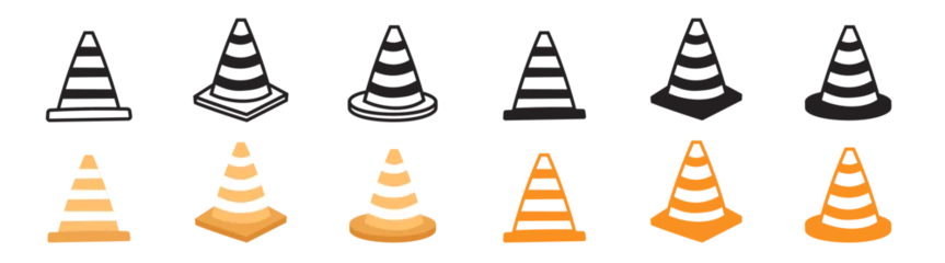 Foto auf Alu-Dibond doodle traffic cone drawing icon sketch black and orange under construction © izzul fikry (ijjul)