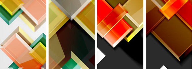 Color glass glossy square composition poster set for wallpaper, business card, cover, poster, banner, brochure, header, website