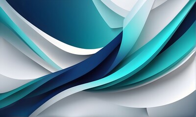 Abstract 3d illustration with wavy turquoise and white lines. Designed for banners, wallpaper, template, background, postcard, cover, poster