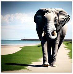 Obraz premium elephant on sea side