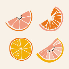 Lemon illustration. inspirational card with doodles lemons, orange isolated on background. Colorful illustration for greeting cards or prints.
