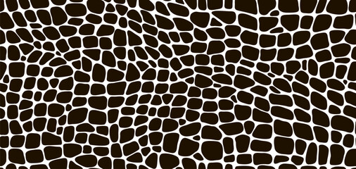Snake reptile, dinosaur or crocodile skin pattern, croc animal leather background. Vector monochrome seamless texture with distinctive scales and smooth surface, evoking a sense of wild elegance - 722765353