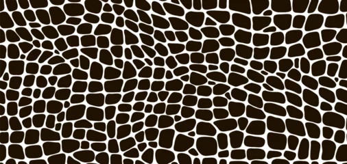 Fototapeten Snake reptile, dinosaur or crocodile skin pattern, croc animal leather background. Vector monochrome seamless texture with distinctive scales and smooth surface, evoking a sense of wild elegance © Buch&Bee