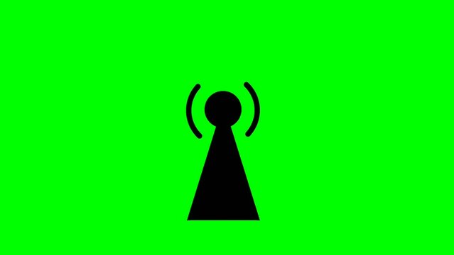 animation of wireless network wave signal on green screen