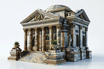 Obraz premium Corporate Bank Tower Icon, on an Isolated White Background, Generative AI