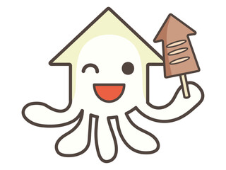 イカのイカ焼き屋さんのイラスト