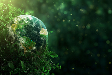 Obraz na płótnie Canvas Eco green earth in space. Earth's day concept background. Copy Space.
