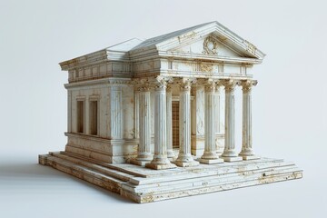 Obraz premium Minimalist Bank Structure Icon, on an Isolated White Background, Generative AI