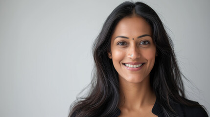 Naklejka premium Happy close-up of an Indian woman showcasing professional confidence