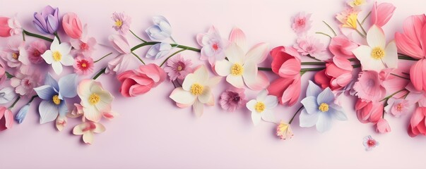 Fototapeta na wymiar Beautiful Paper Flowers Adorning a Pink Background