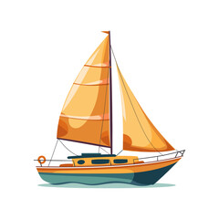 Fototapeta premium Sail boat isolated on white background. Vector illustration.