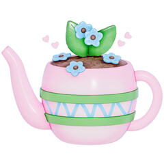 Earth day Plants and Flowers on a transparent background , 3D Rendering