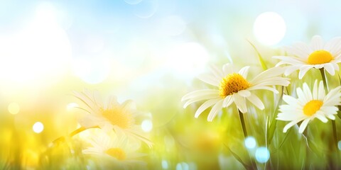 Fototapeta na wymiar Daisies Blooming Under the Bright Sunlight
