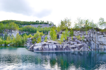 Fototapeta na wymiar Abandoned Rock Quarry in Vermont in the Fall