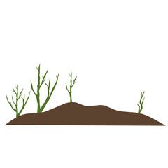 Illustration of a Mound of Land with Dry Trees