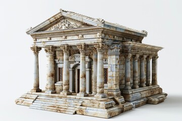 Fototapeta premium Traditional Bank Architecture Icon, on an Isolated White Background, Generative AI