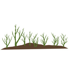 Illustration of a Mound of Land with Dry Trees