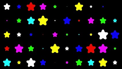 Beautiful illustration of colorful stars pattern on plain black background