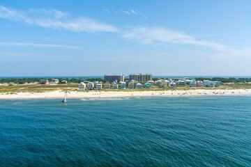 Drone photography of the beach at Fort Morgan, Alabama