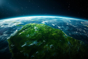 Earth surface from space view. Earth's day concept background. Copy Space.