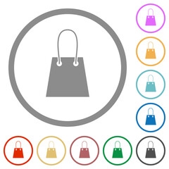 Shopping bag flat icons with outlines