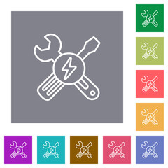 Electric maintenance outline square flat icons