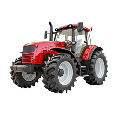 Big red agricultural tractor isolated on transparency background PNG