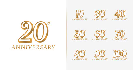 Set of elegance anniversary logo. Number symbol for birthday event, celebration, invitation card, and etc.
