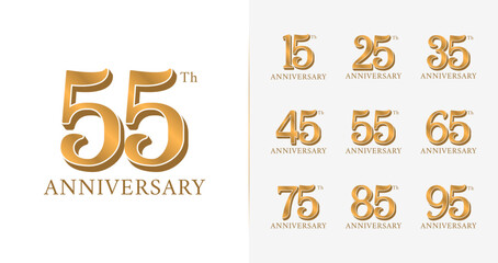 Set of anniversary logo. Birthday number with gold color for celebrate, card invitation, and etc