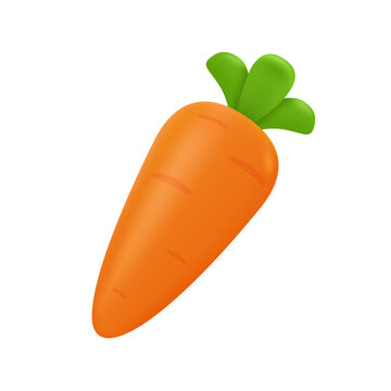 3D orange carrots. Crispy carrots. Vegetable elements that are the rabbit's favorite food at Easter. 3D vector Illustration.