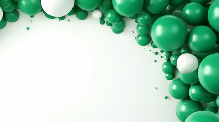 oster with Shiny Green Balloons on color Background with Square Frame. - 722775104
