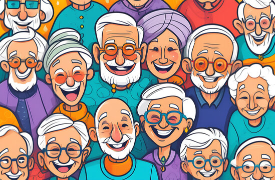 Elderly grandparents laughing