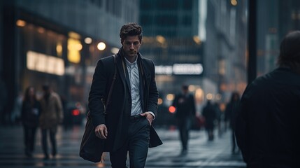 Man Walking in the City Cinematic Scene