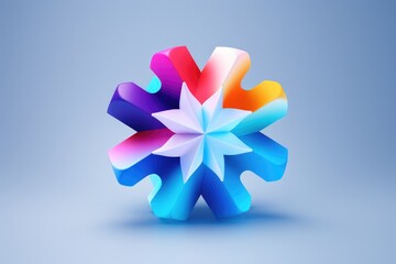 Snowflake 3D render image isolated on clean studio background