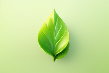 Sustainable eco green leaf 3D render isolated on clean studio background