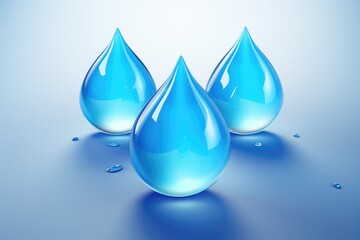 Water drops 3D render image isolated on clean studio background