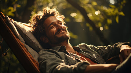 Solitude in Nature: A Pensive Man Finds Serenity Amidst the Enchanting Woods