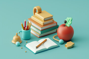 school icon isolated 3d minimalistic illustration