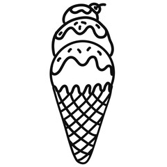 Fototapeta na wymiar Ice cream outline illustration set and hand drawn cartoon.