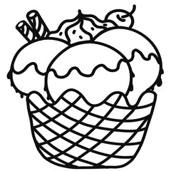 Ice cream outline illustration set and   hand drawn cartoon.