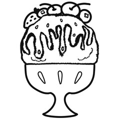 Ice cream outline illustration set and   hand drawn cartoon.