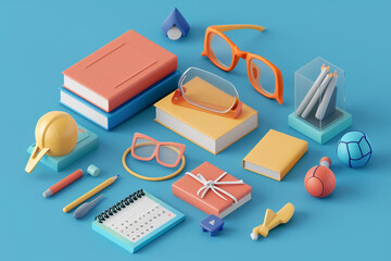 school icon isolated 3d minimalistic illustration