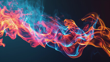 Red Colored Stylized Fire. Iridescent Holographic Multicolor Abstract Flame. Creative background. Website background. Copy paste area for texture - obrazy, fototapety, plakaty
